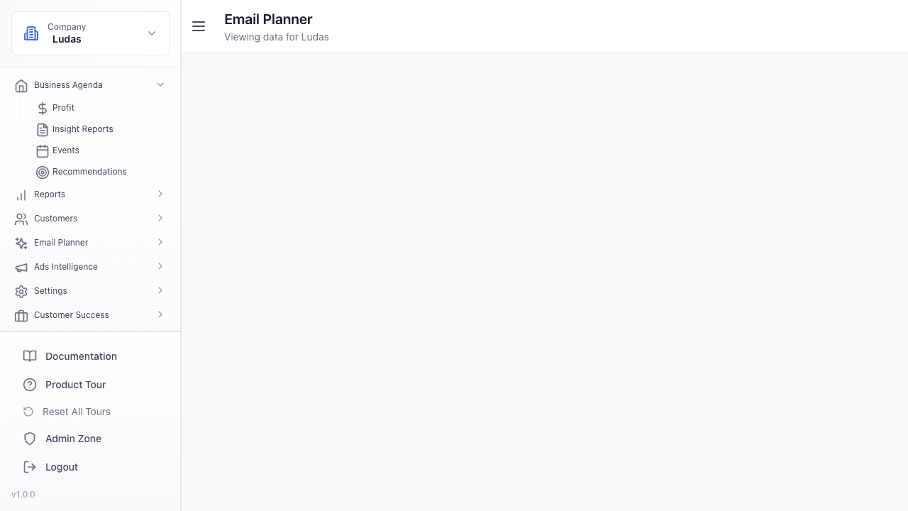 Finsi Customer Research showing email planner and customer insights